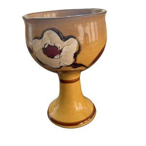 Vintage Set of 6 Glazed Ceramic/Pottery Goblets